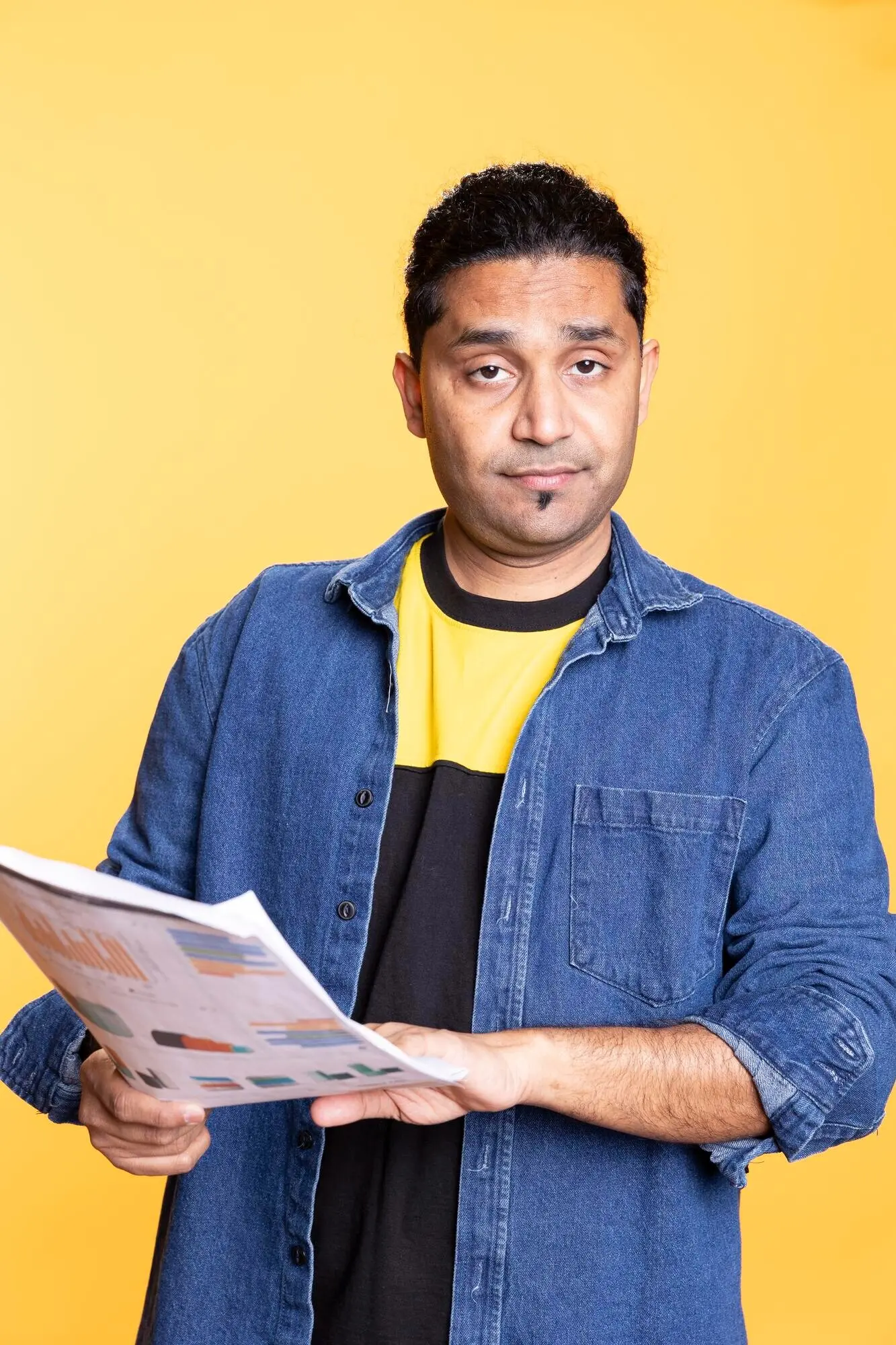 Молодой генеральный менеджер просматривает файлы отчетов по финансовому аудиту.